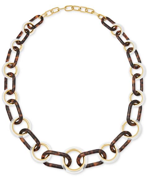 michael michael kors tortoise and gold link necklace 18|NEW.